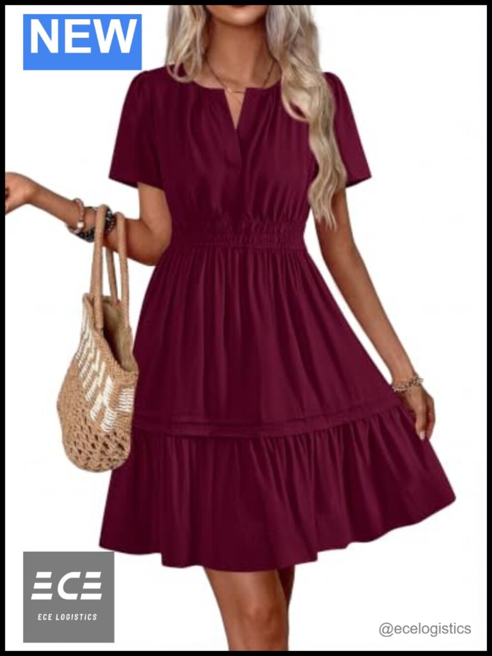 Women's Casual Mini Dress Short Sleeve V Neck A Line Ruched Summer - Picture 1 of 6